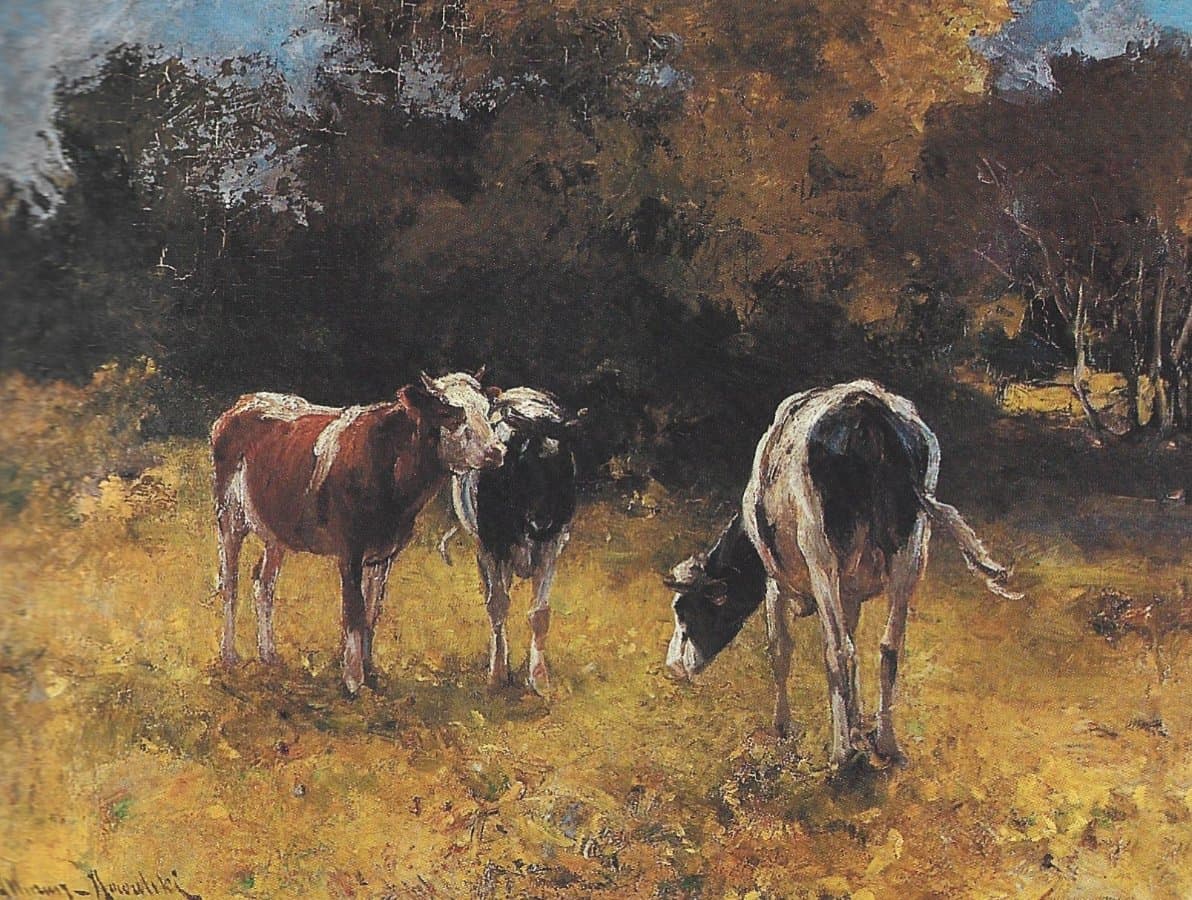 Krowy na pastwisku, ok. 1910; 42 x 53,5 cm; Muzeum Narodowe we Wrocławiu