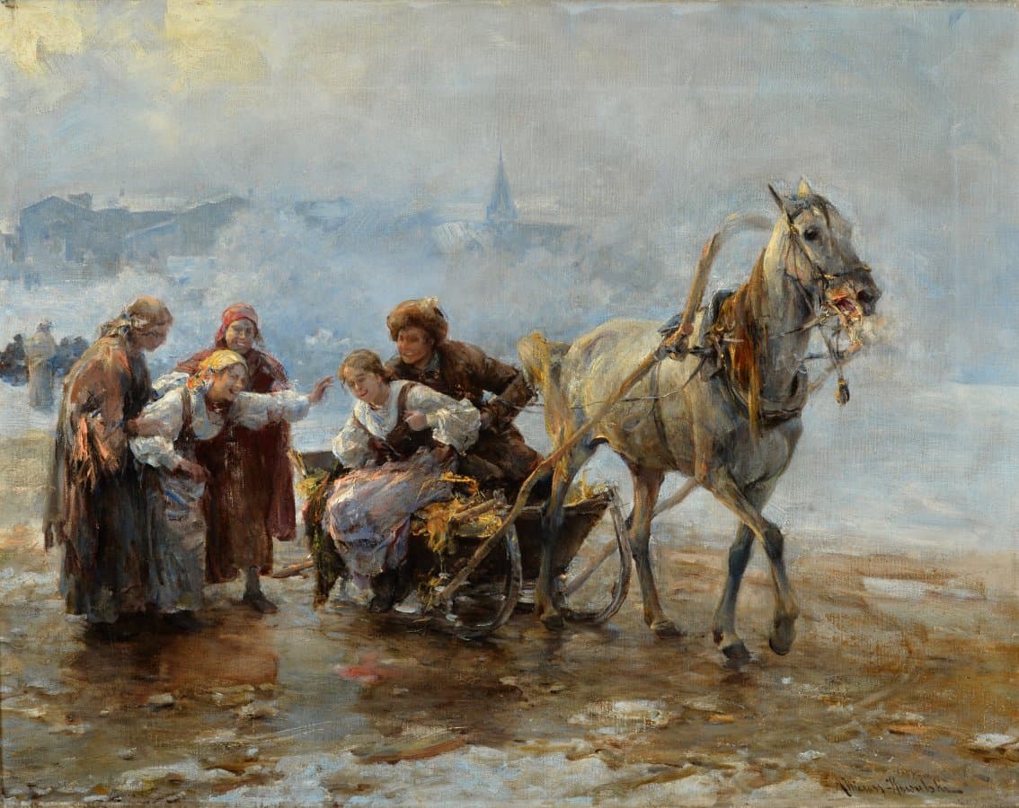 Rozmowa przy saniach lub Zaloty, zbiory  prywatne