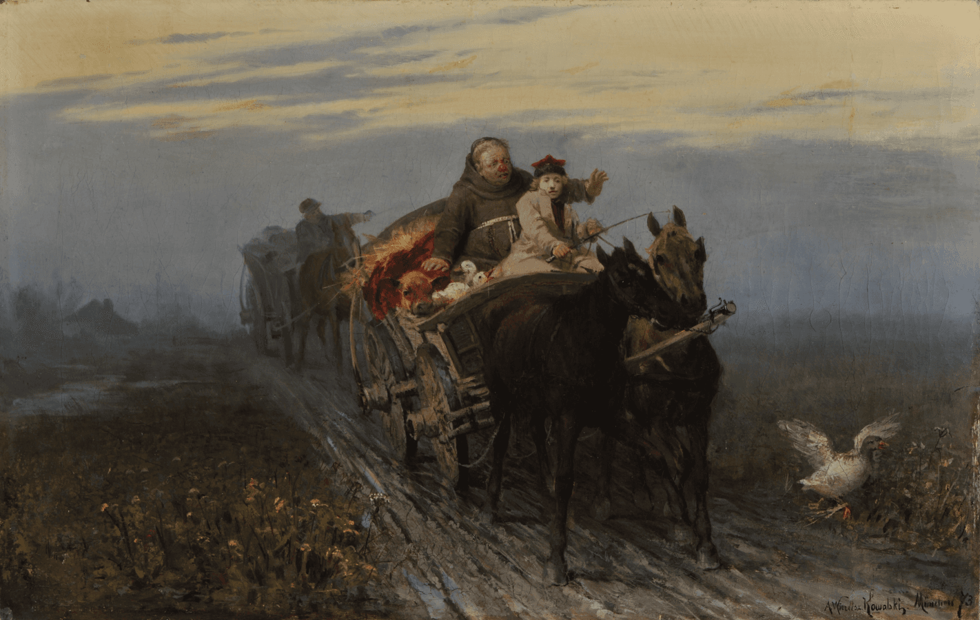 Powrót kwestarza, 1873, olej, płótno, 42 x 65,8 cm, Muzeum Południowego Podlasia, Biała Podlaska