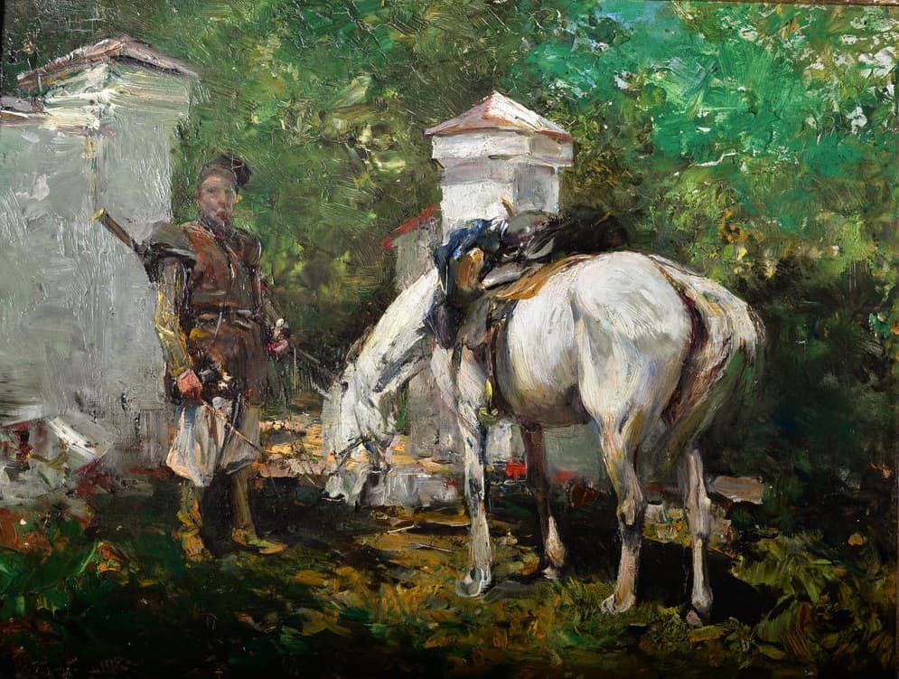Postój powstańca Olej na desce 1880, Muzeum Okręgowe w Suwałkach