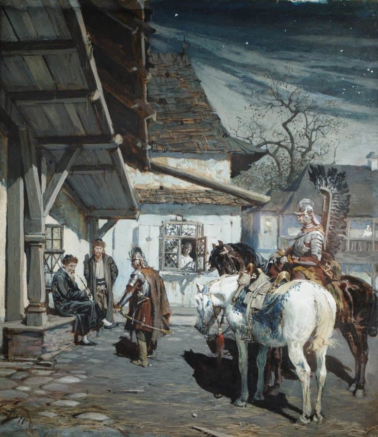 Na zwiadach, 1877, akwarela, gwasz, papier, 23,7 x 21,7 cm