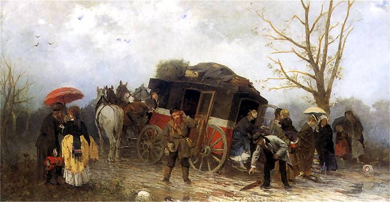 Wypadek w podróży, 1873, olej, płótno, 56,5 x 101 cm, Muzeum Narodowe, Warszawa