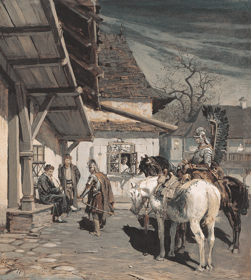 Na zwiadach, 1877, akwarela, gwasz, papier, 23,7 x 21,7 cm kolekcja prywatna