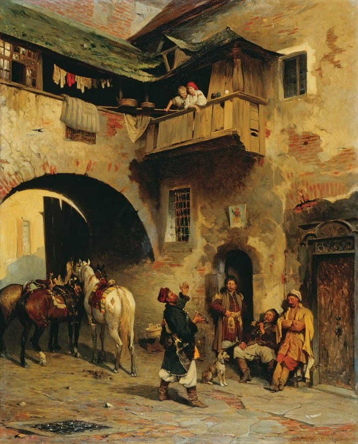 Ciekawa nowina, 1876, olej, płótno, 80,5 x 65,5 cm, kolekcja prywatna