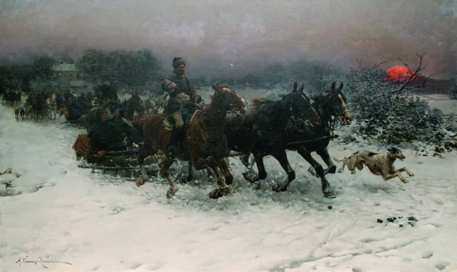 Wieczorna sanna, olej na płótnie, 79x117, Muzeum Okręgowe w Suwałkach