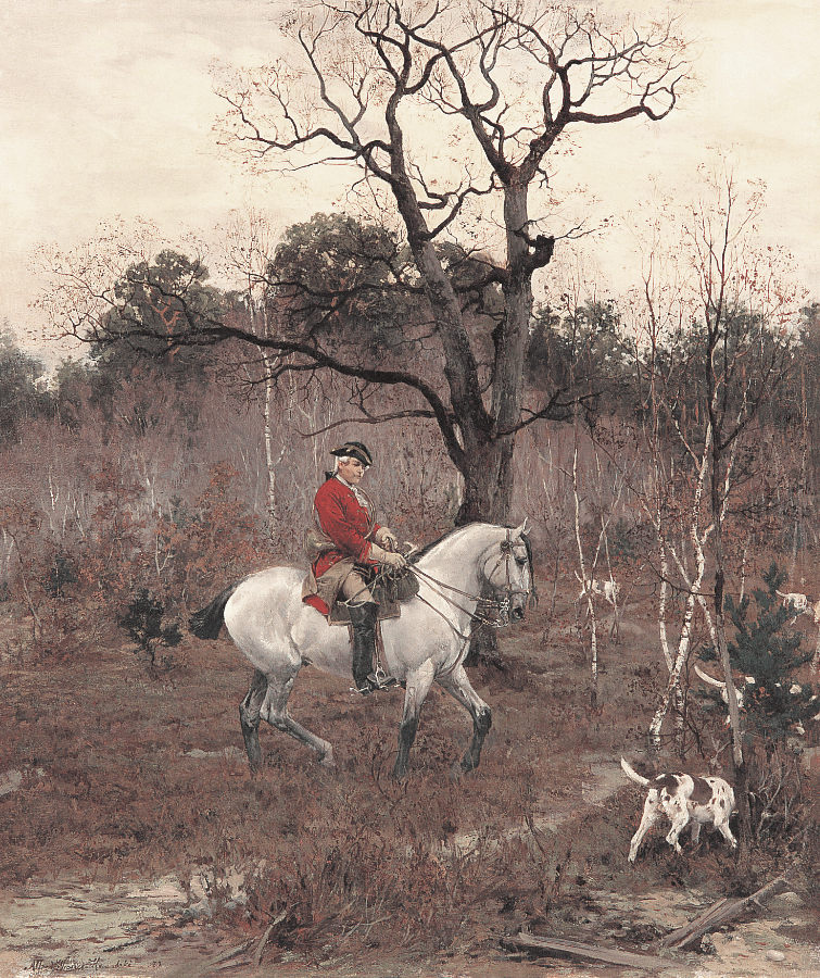 Na polowaniu, 1878, olej, płótno, 50,5 x 43 cm, kolekcja prywatna
