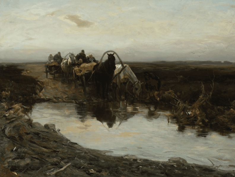 Wozy chłopskie przed kałużą, ok. 1890, olej na płótnie, 84 x 123 cm, Muzeum Narodowe w Warszawie