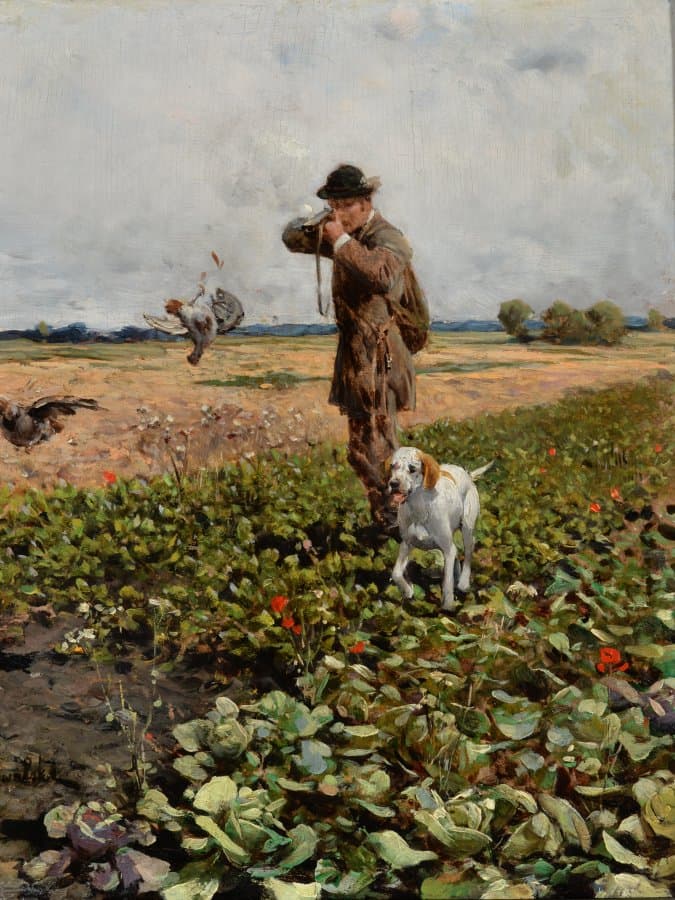 Na polowaniu, ok. 1880; 28 x 22 cm; Muzeum Okręgowe w Suwałkach